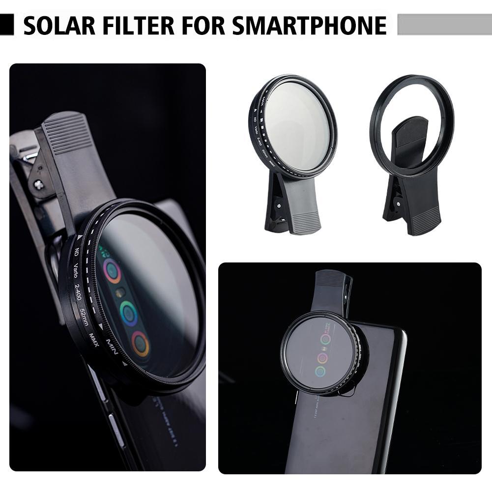 Universal Clip-on ND 2-400 Adjustable Density Filter Angle 37/52MM Universal Phone Polarizer Wide An