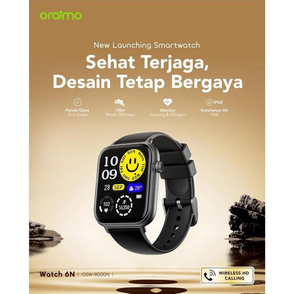 Oraimo OSW 8000N Smartwatch 6N OSW-8000N Jam Tangan Pintar IP68 BT5.3 With Panda Glass Auto Glare Mo