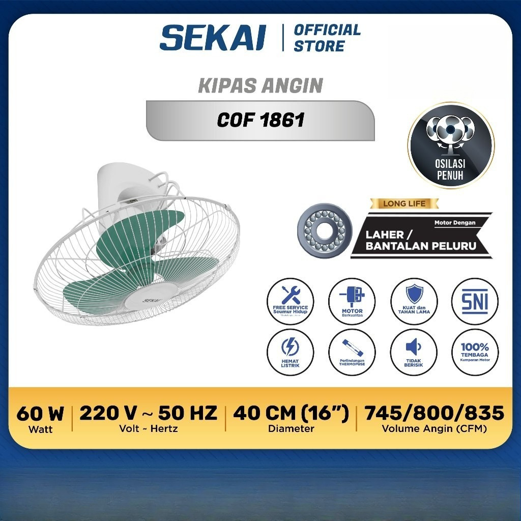 Autofan Orbit SEKAI COF1861 COF 1861 Kipas Angin Tempel Plafon Blade Baling Plastik 18in 18In 18 Inc