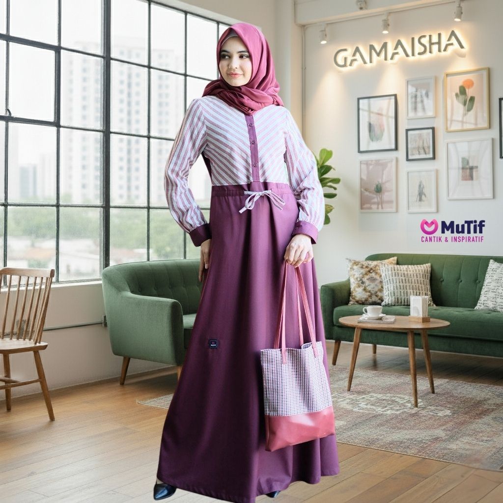 Mutif Gamis Wanita Dewasa Garis Silvana