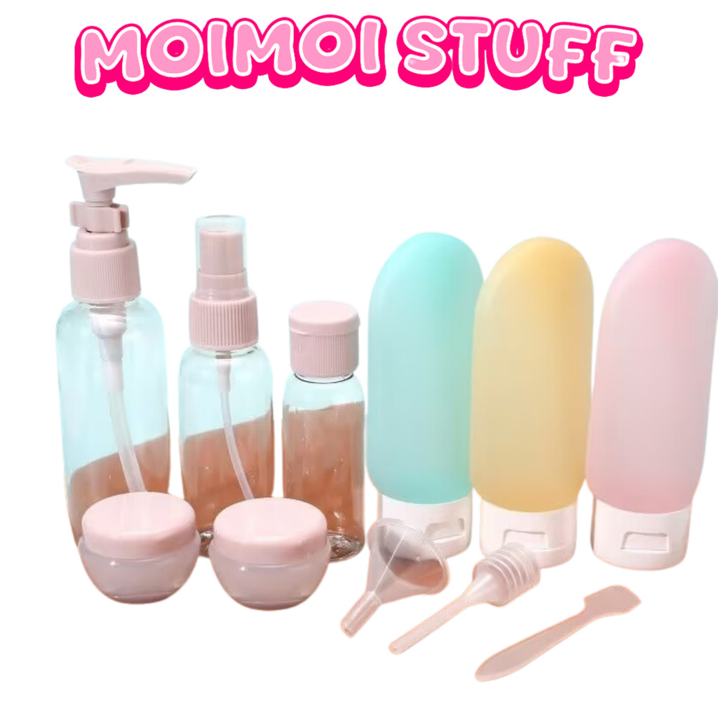 MM - Botol Travel Kit isi 10pcs H1081 Perlengkapan Lotion Sabun Skincare Praktis Wadah Isi Ulang