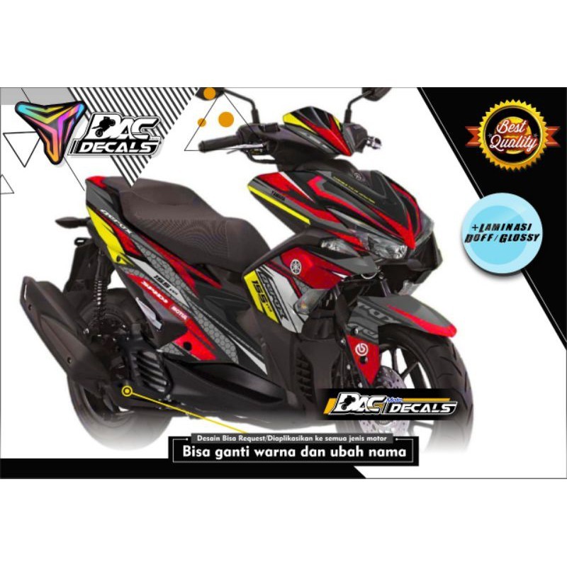 sticker decal full body Yamaha Aerox hitam merah kuning