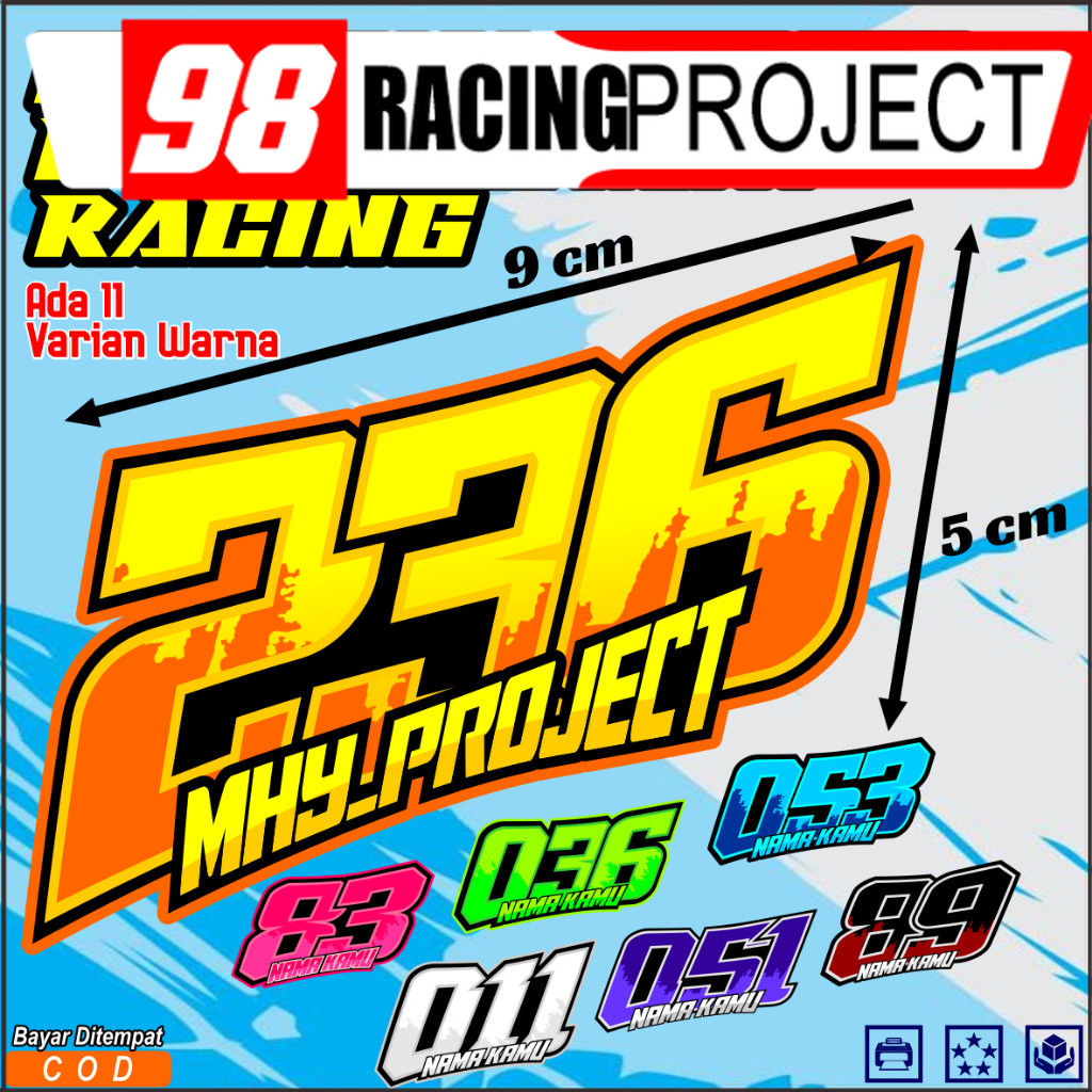 Custom Stiker Nomor Racing  Dan Nama,Sticker Cutting Nomor Racing