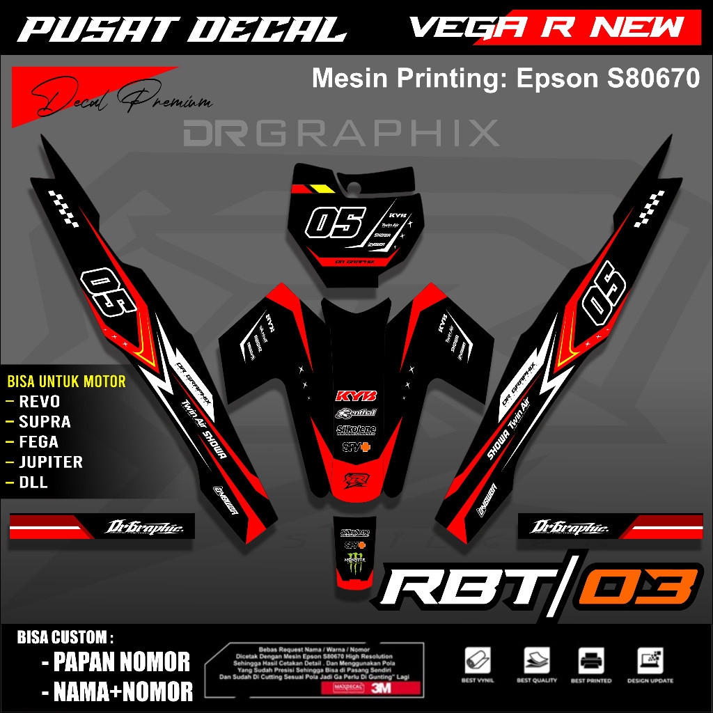RBT03 - Sticker striping RBT RBT VEGA R VEGA BEBEK MODIF SUPERMOTO RBT new terbaru CUSTOM AL