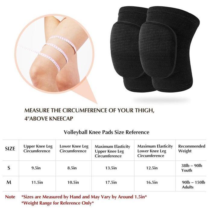 Deker Lutut Olahraga Hitam M Size Set 2 Pcs Bahan EVA Foam Bernapas Elastis Support Lutut untuk Sepa