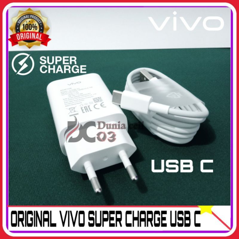 Charger Casan Vivo V17 Vivo V19 ORIGINAL 100% SUPER CHARGE USB C