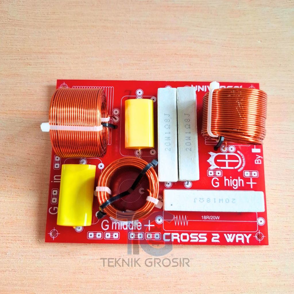 Crossover Pasif 2 Way Balap Middle High PCB 14x11cm Resistor Daya & Induktor