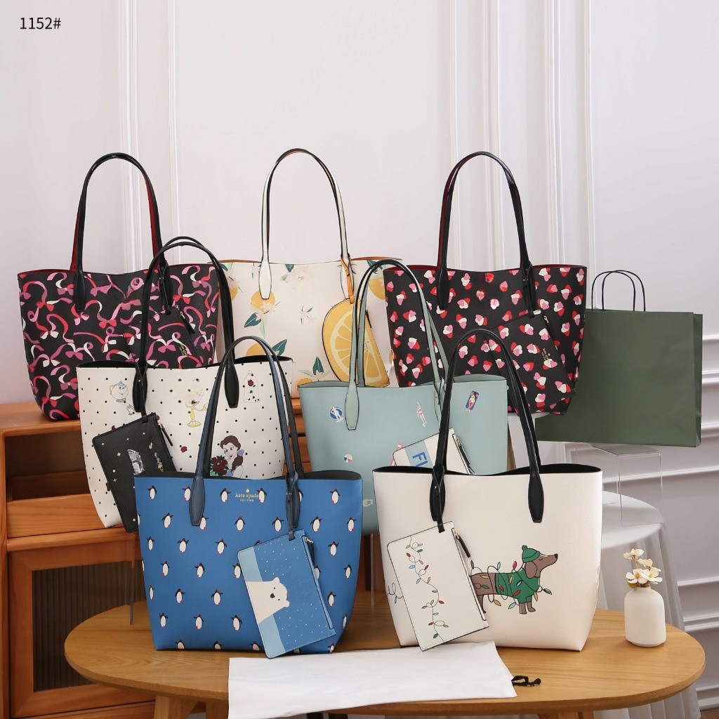 Tas Wanita #1152 Arctic Friends Reversible Tote & Pouch Branded Import