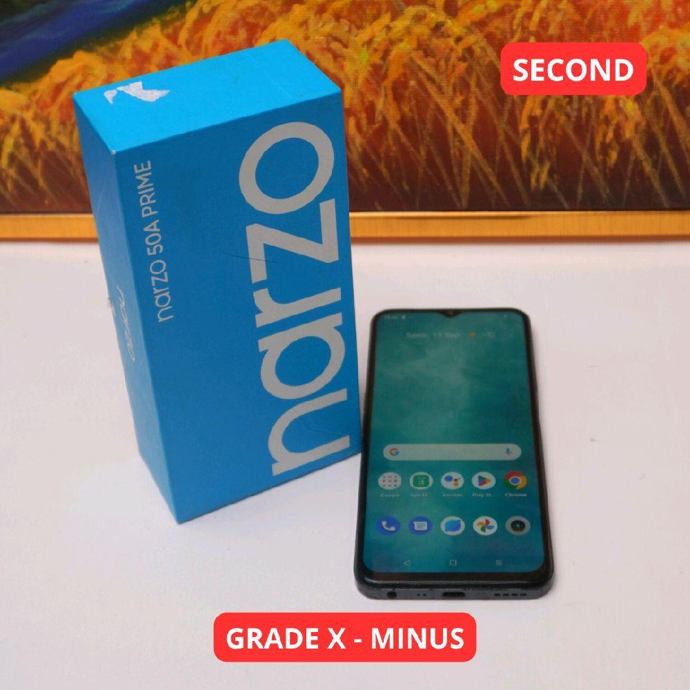 REALME NARZO 50A PRIME 4/64 GB GRADE X - MINUS HP SECOND ORIGINAL SINAR MUTIARA CELL
