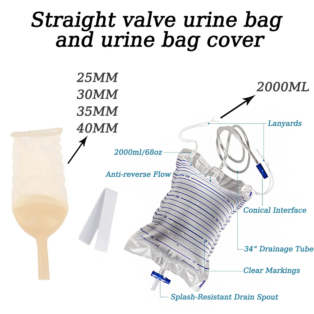 1 set 2000ML Urine Collection Bag Drainage Bag Catheter Bag Elderly Incontinence Care for man and sp