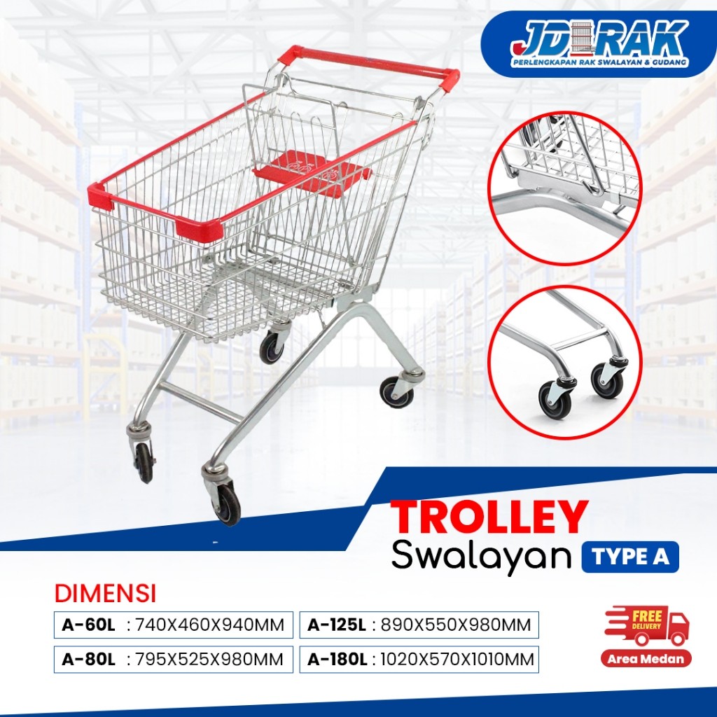 Trolley Belanja Troli Supermarket/Troli Belanja Dorong/Trolley Swalayan