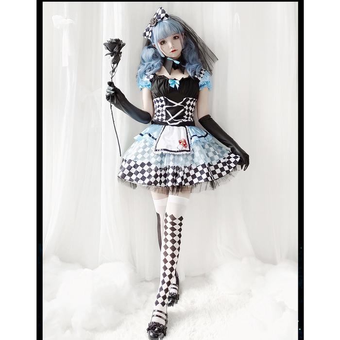 CC-42 baju cosplay wanita sirkus circus girl chess catur dress kostum