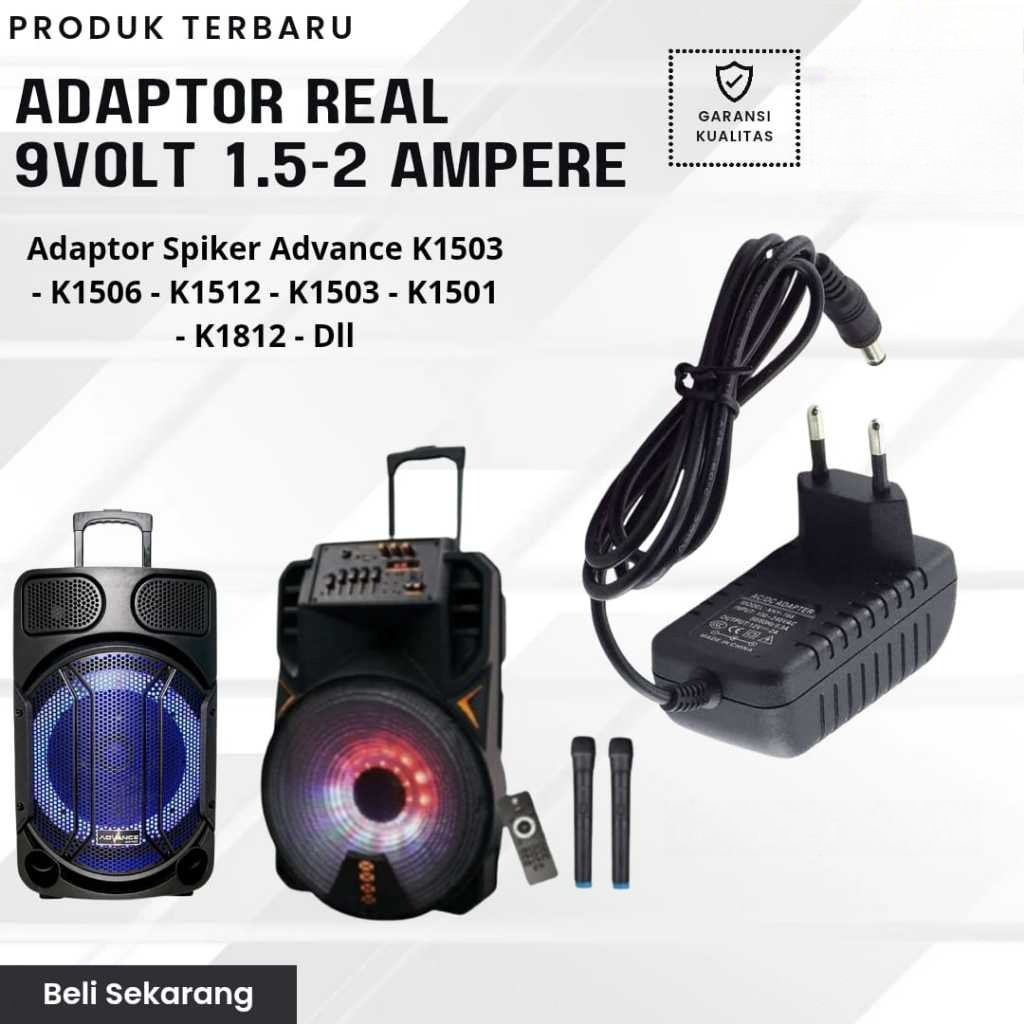 Adaptor Charger Cas Speaker Portabel Meting Advance 9V 2A Untuk Seri K881 K882 K1201-1502 5.5mm