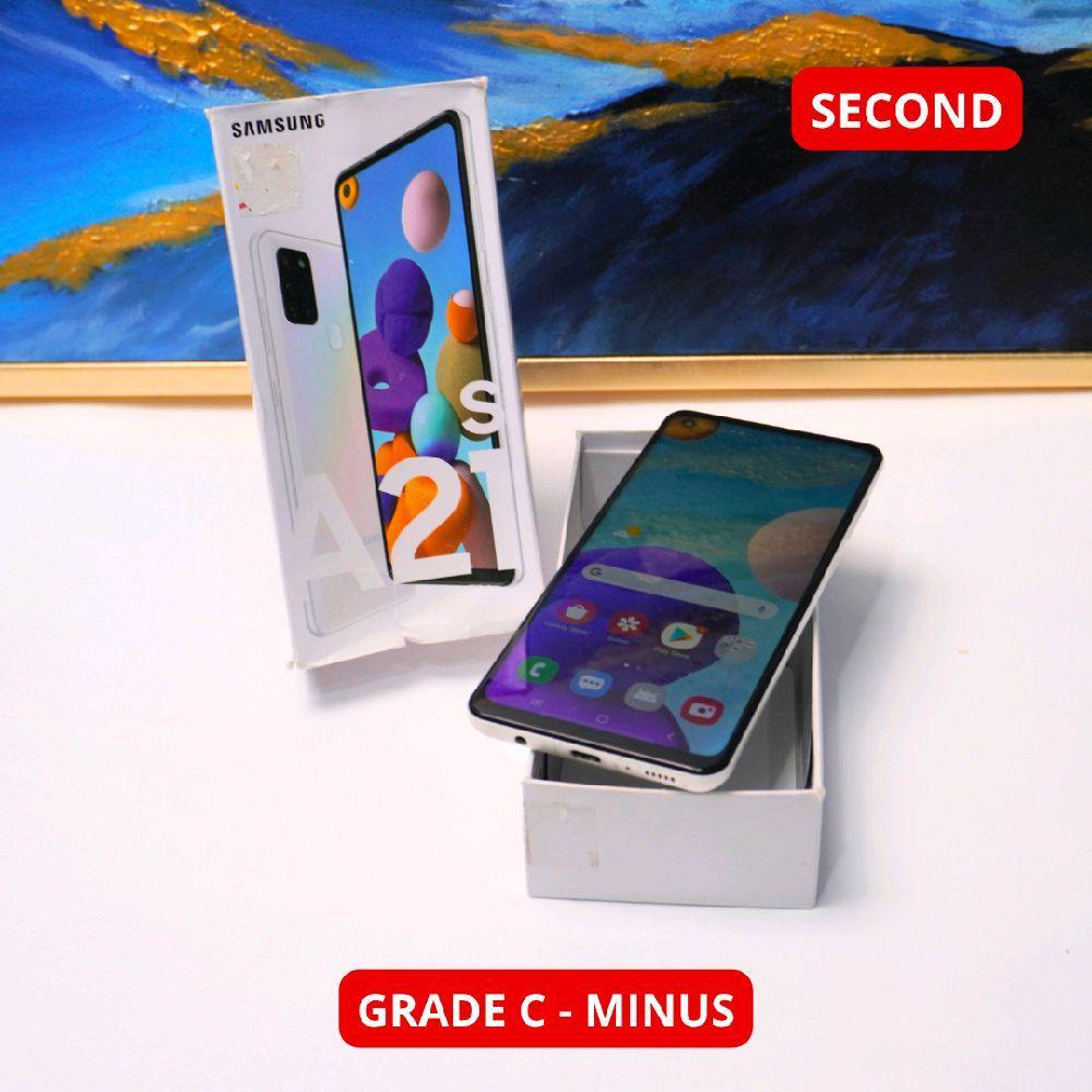 SAMSUNG A21S 6/128 GB GRADE C - MINUS HP SECOND ORIGINAL SINAR MUTIARA CELL