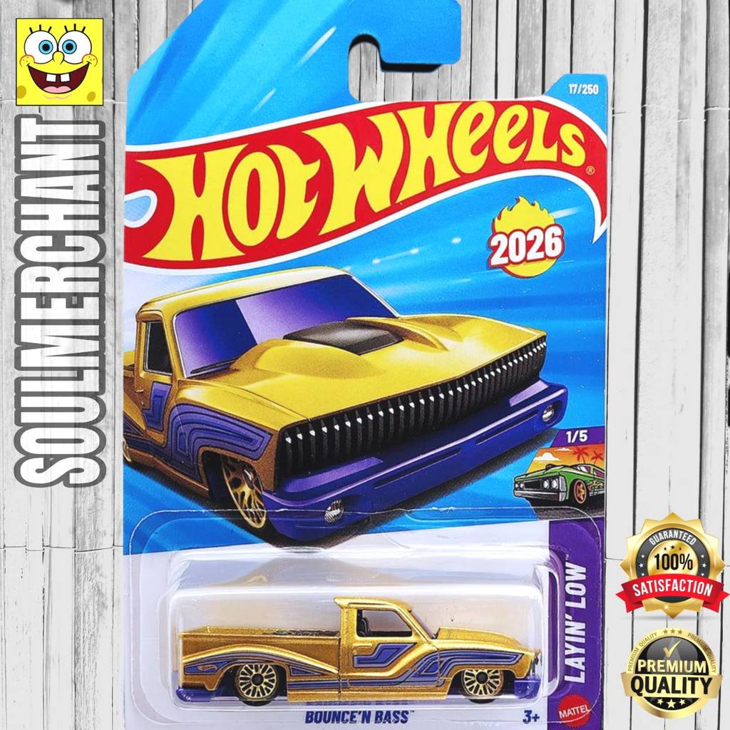 Hot Wheels Bounce N Bass Emas Diecast Mobil Pickup