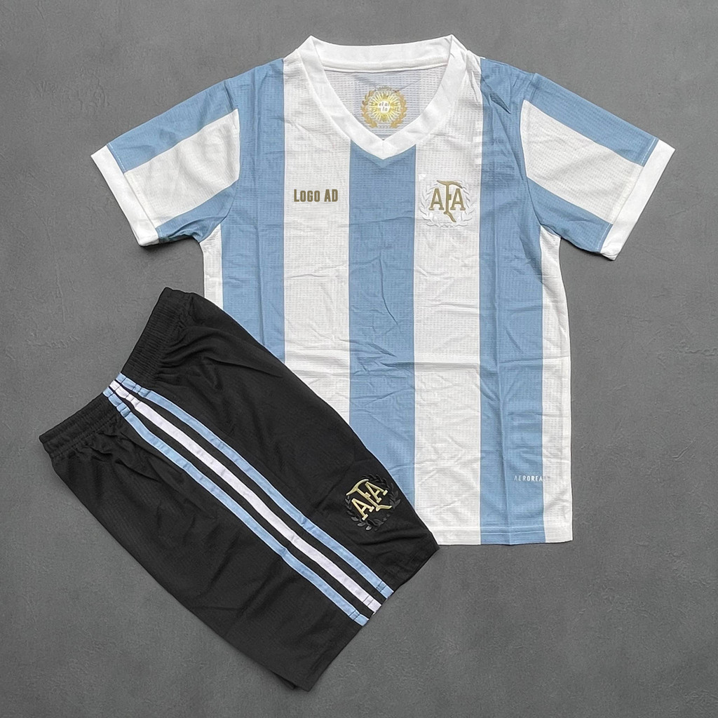 Jersey Kids Set 4RG3NTIN4 Home Biru-Putih 2025 Seri 50th Anniversary Setelan Sepak Bola Futsal Anak 