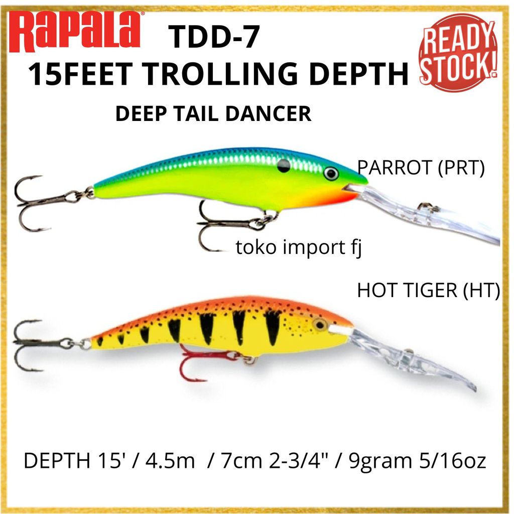 Umpan Pancing Rapala Deep Tail Dancer TDD-7 15feet trolling depth 15' 4.5m Lures 7cm 2-3/4" 9gram 5/
