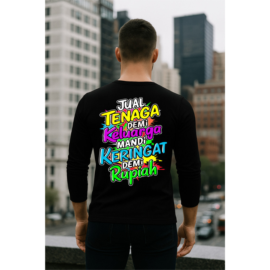 Kaos Pria Kaos Suara Pekerja Adem Dan Tebal kata2 VIiral Crew Neck Lengan Panjang Kaos Murah Pakaian