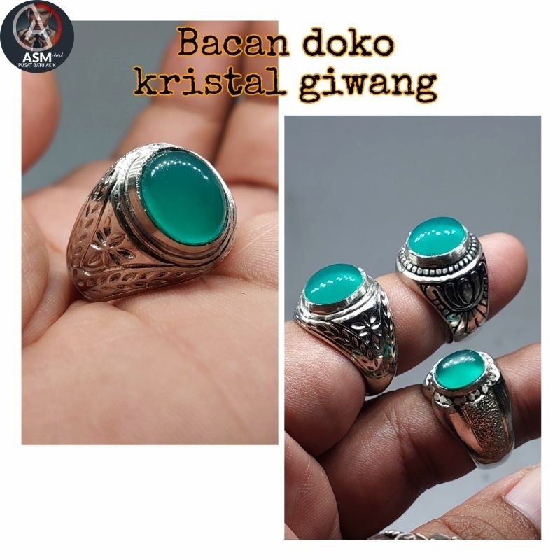 Cincin bacan doko kristal giwang / bacan minion / cincin batu akik bacan murah