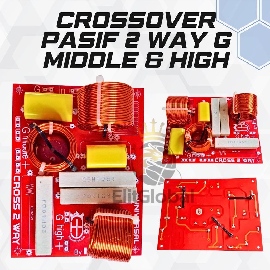 Crossover Pasif 2 Way Balap Middle High Audio PCB 14x11cm Komponen Premium