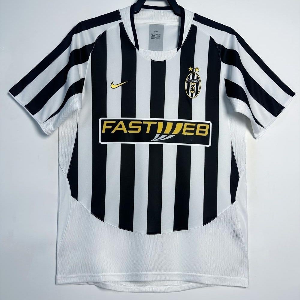 Jersey Sepak Bola Lengan Pendek Retro Dewasa 2003-04 Juventus Home T shirt pria