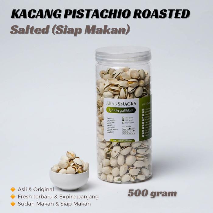 KACANG PISTACHIO 500gr FUSTUK KETAWA Roasted Salted Pistasio Panggang Nuts Arab Toples