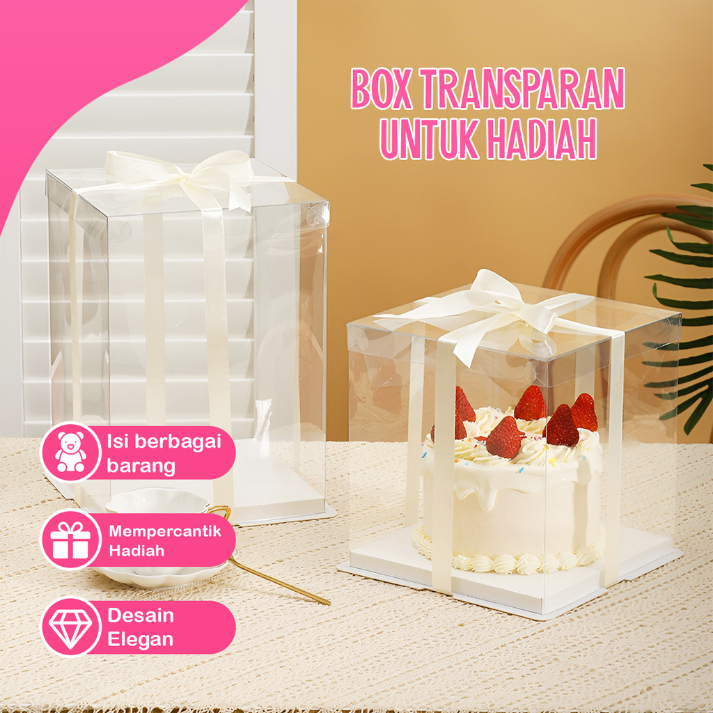 Kotak kado transparan / Box mika transparan / Box Kue Mika / Box Kue Tart mika / Box kue mika