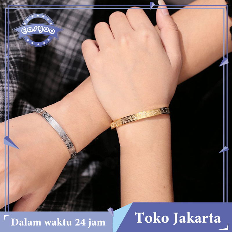 Gelang Islami Titanium Kaligrafi Arab Allah Muhammad Tidak Pudar Sebagai Wanita Pria