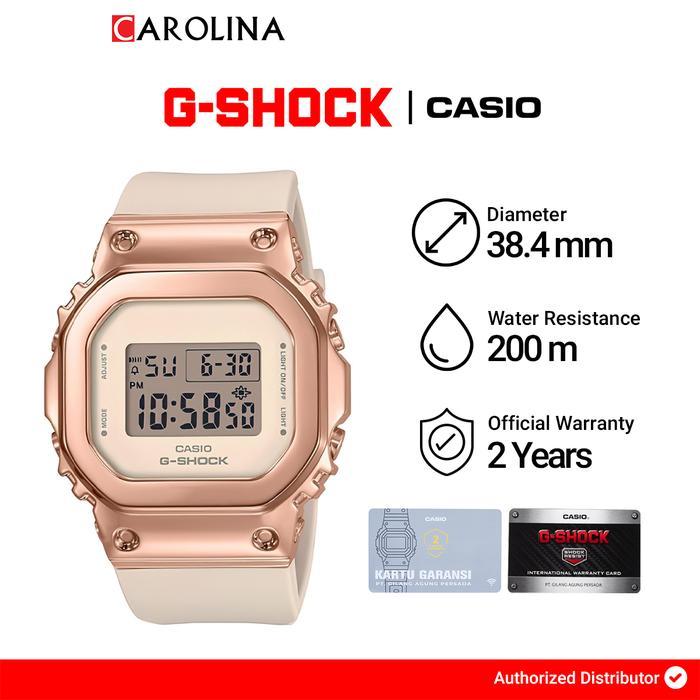Jam Tangan Wanita Casio G-Shock X ITZY  GM-S5600PG-4D Metal Square Digital Dial Beige Resin Band Wat