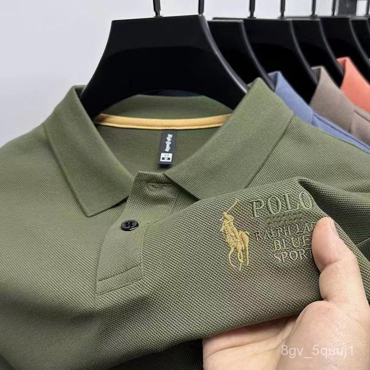 Kerah Lipat Bordir Serbaguna Kasual Pria polo Kemeja