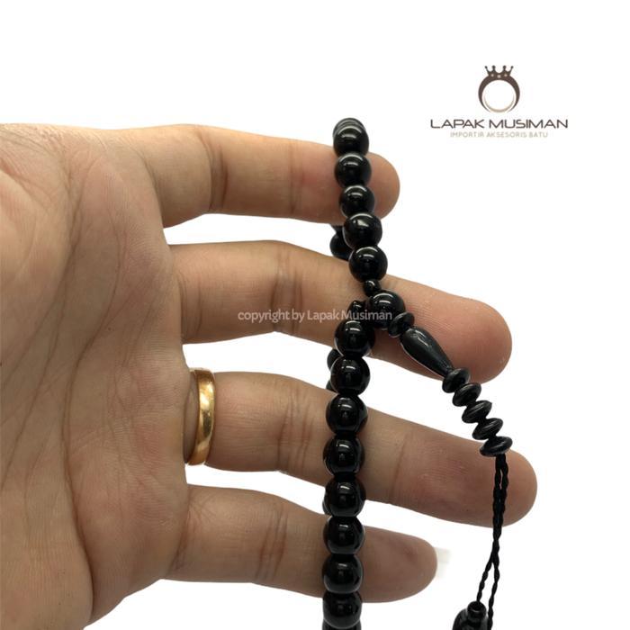 Gelang Tasbih Kesehatan Batu Giok Hitam Ukuran 8mm