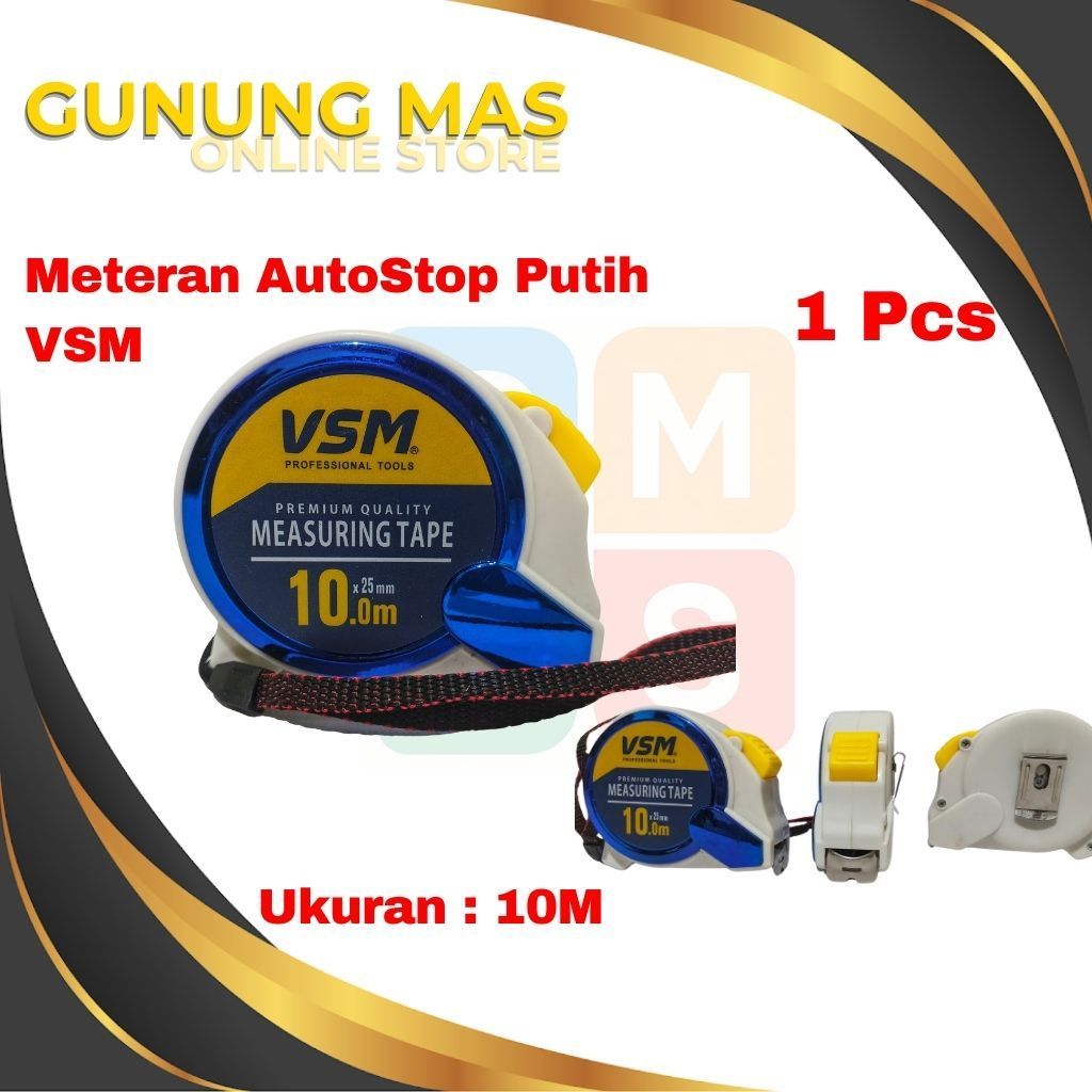 VSM Meteran Auto Lock Kualitas Premium 10M / Measuring Tape Auto Lock Premium Quality