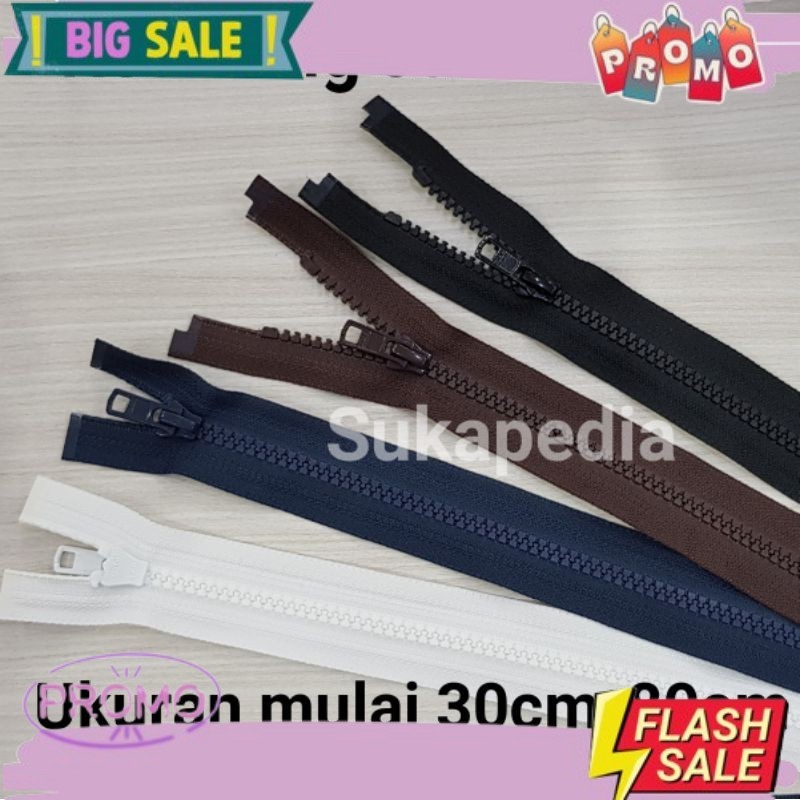 Resleting Jaket YKK Ukuran 30cm-80cm (Harga per pcs)