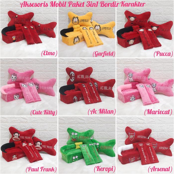 Bantal Mobil 3in1 Bordir Karakter - Pucca