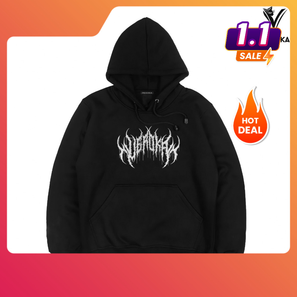 Veroka - Hoodie Jumper Pria Wanita Gotic 01 Sablon Tulisan Warna Hitam