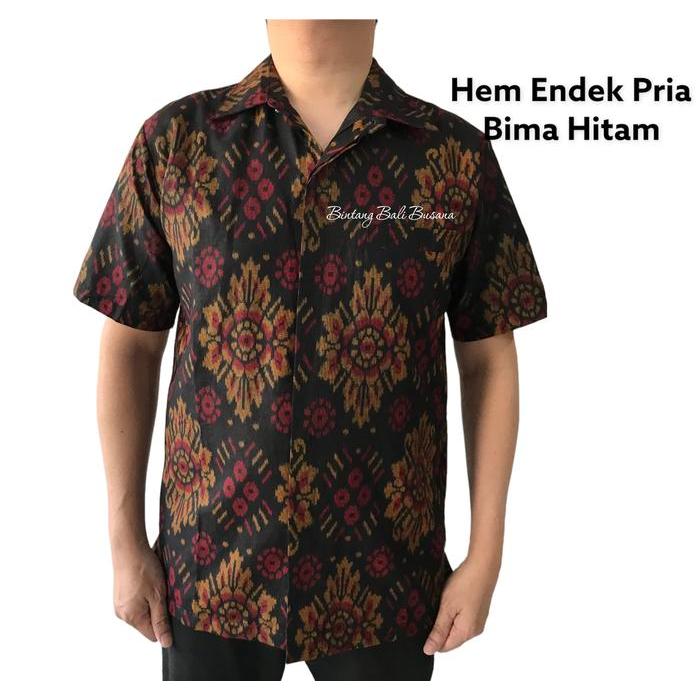 Kemeja Endek Bali Katun Lengan Pendek Motif Bima Bintang Bali Busana - M