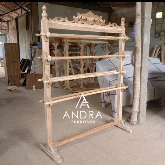 gawangan kain kayu jati 8 tongkat, gawangan kain batik 8 sampiran LP