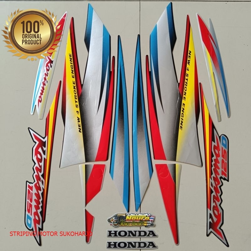 (ORI) striping honda karisma 125D 2003 hitam silver list body standar kualitas original