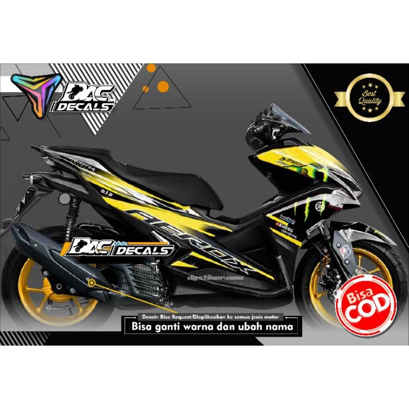 sticker decal aerox monster kuning hitam