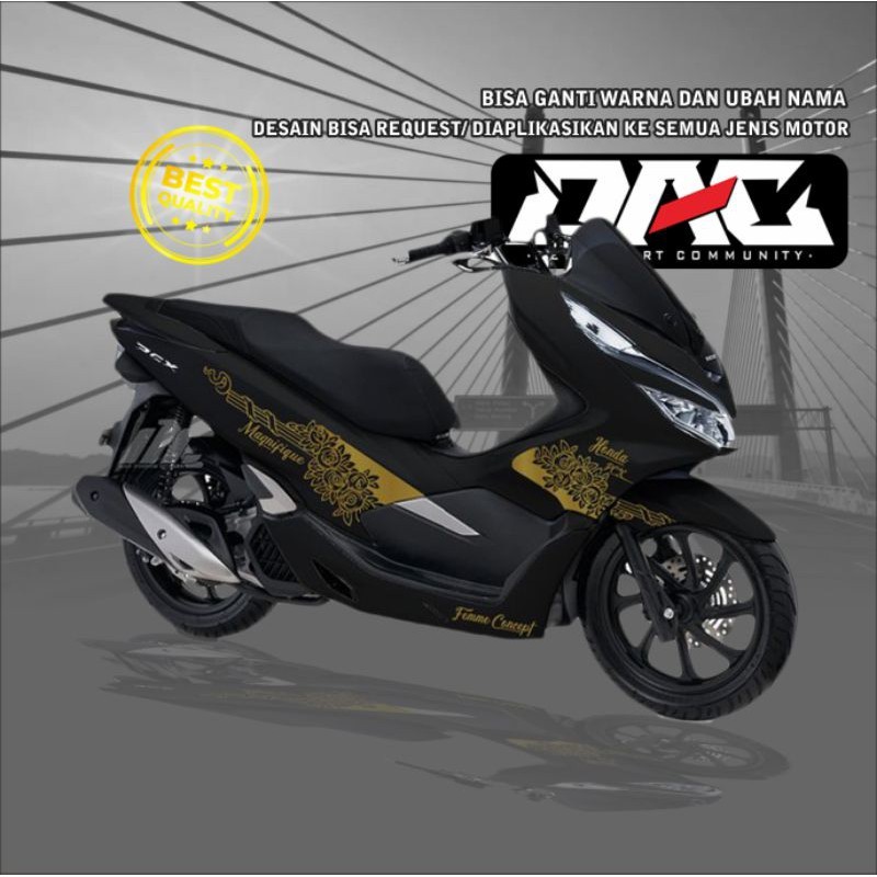 Sticker Decal full body PCX flower hitam kuning