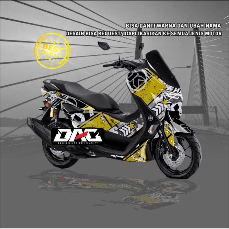 Stiker Motor Sticker Decal full body NMAX grafis kuning putih Murah  Berkwalitas