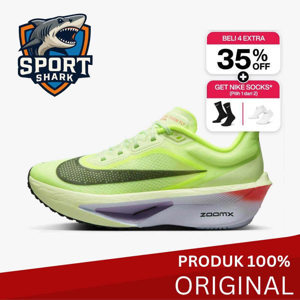 Nike Sepatu Wanita Zoom Fly 6 Road Racing - Barely Volt 100% ORI Berkualitas Tinggi Asli Shoes Brand