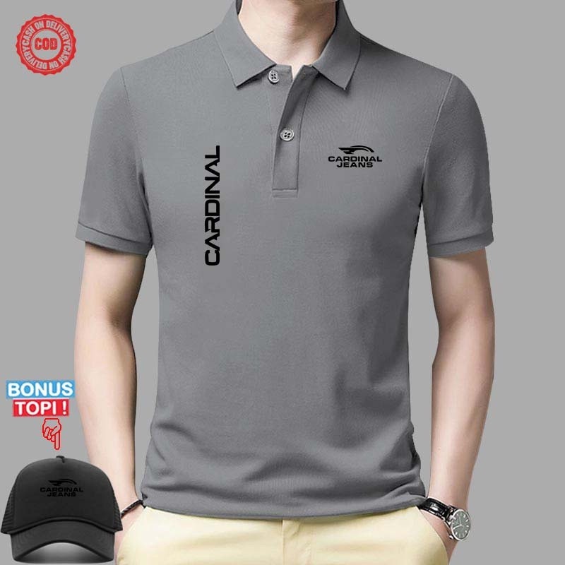 Special baju polo GRATIS TOPI   Baju Polo Kerah Distro Cardinal Jeans Kr Kn Terkini Text Hitam Lenga