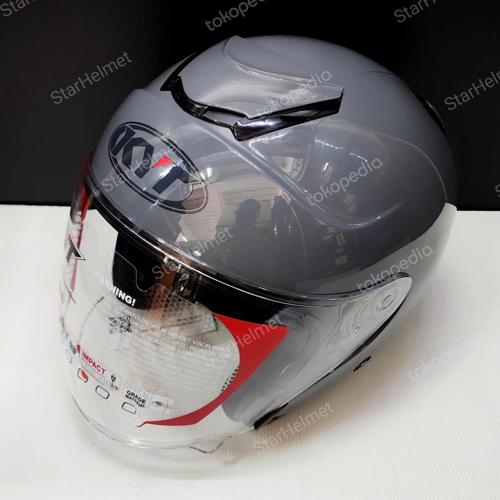 Helm KYT KYOTO R Solid Gorilla Grey Gloss Abu-Abu Original New