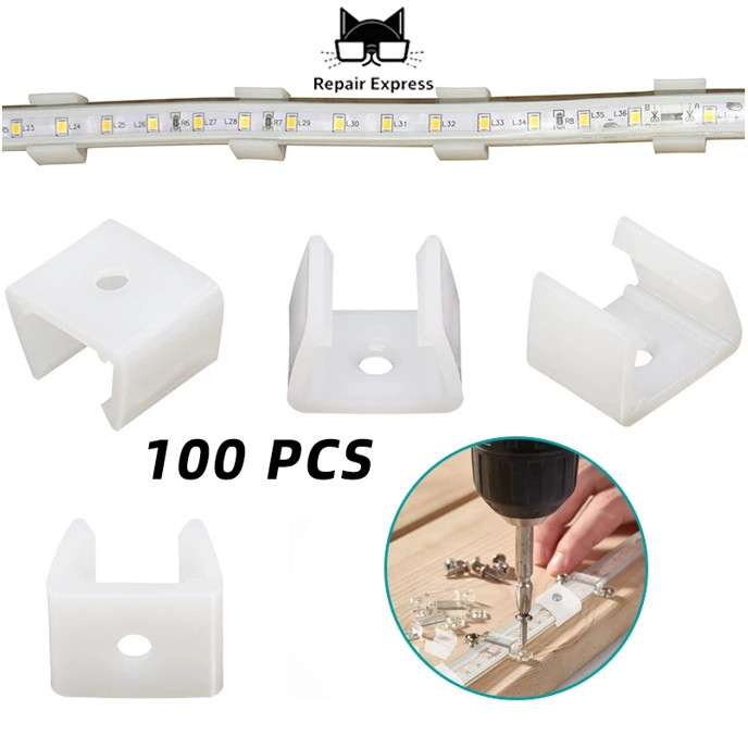 100 PCS Dudukan Lampu Neon Klem Lampu Neon Braket Klem Neon Flexible Dudukan Neon Flex Led 12mm Klem
