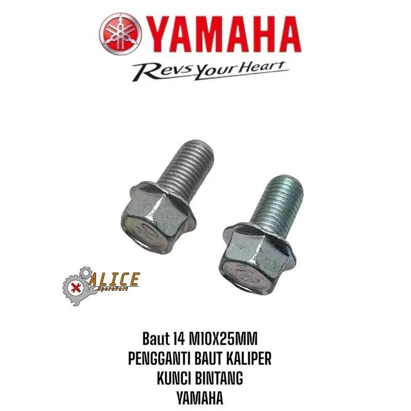 BAUT 14 M10X25 BAUT PENGGANTI BREKT KALIPER CAKRAM YAMAHA MIO SMILE SPORTI N MAX NEW JUPITER