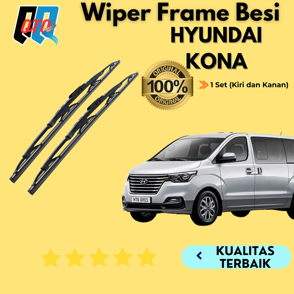Wiper Metal Blade Mobil Hyundai Kona Frame Besi Konvensional 1 Set Kiri & kanan