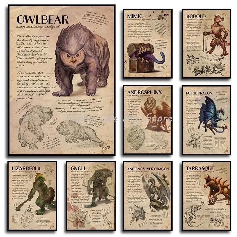 D&D Monster Manual Movie Game Dungeons & Dragons Posters and Prints Canvas Printing Wall Art Picture