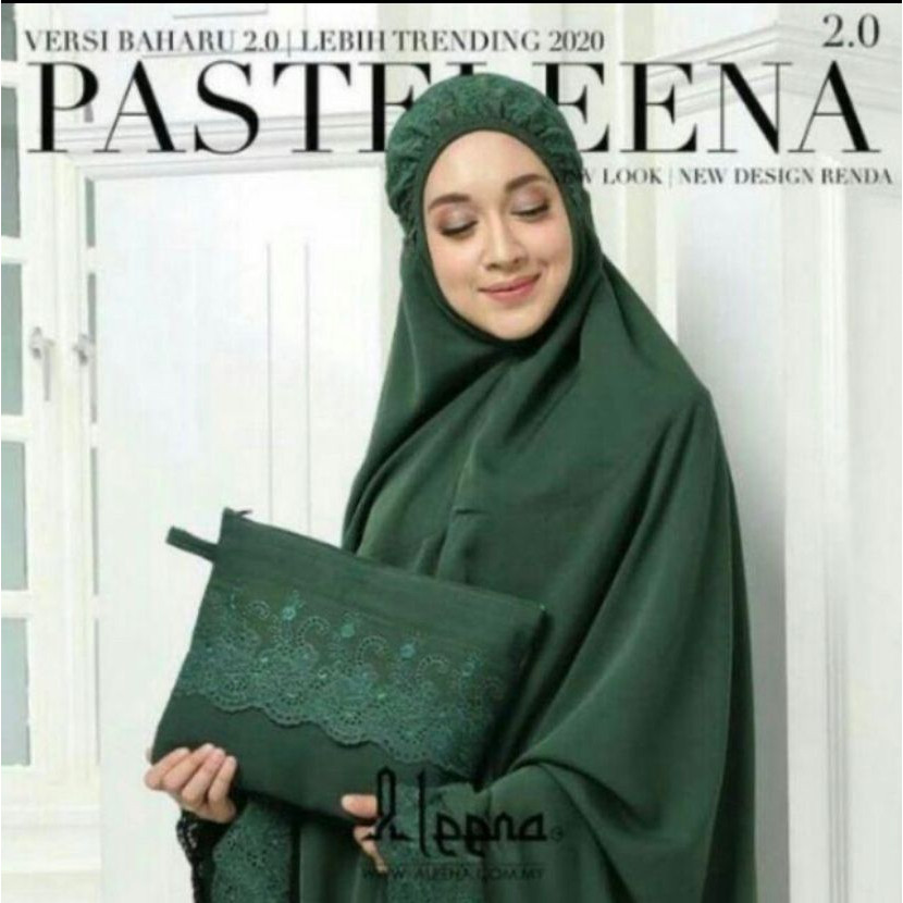 Mukena Khadijah Hijau Botol Tas Katun Mikro Jumbo