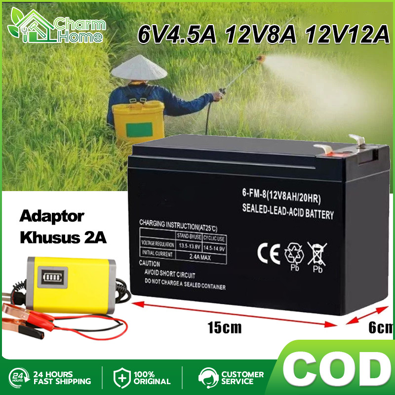 Aki Battery 8AH msa hitam / aki tangki semprot/aki mobil mainan/aki battery batre accu sprayer elekt